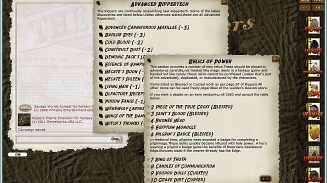 Fantasy Grounds - Rippers Companion (Savage Worlds)