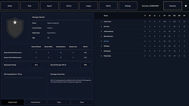 Rugby Career Manager