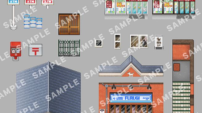 RPG Maker MZ - SERIALGAMES LivingGoodCity Tileset - Local Shops Set