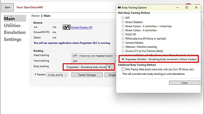 Driver4VR Puppeteer: Full Body Estimation