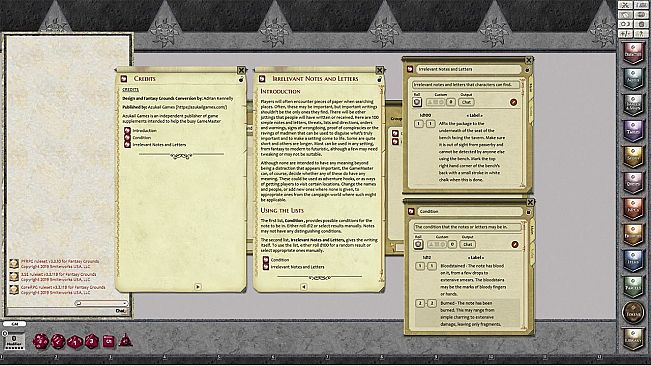 Fantasy Grounds - Rumours, Notes and Books Collection