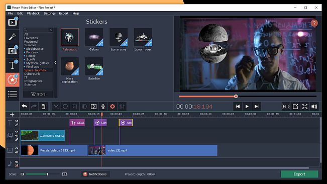 Movavi Video Editor Plus 2020 Effects - Space Journey Pack