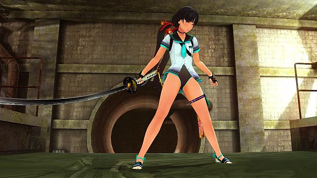 OneeChanbara ORIGIN - Exclusive Saki Costume: Saki's School Swimwear: MM Blue-Green