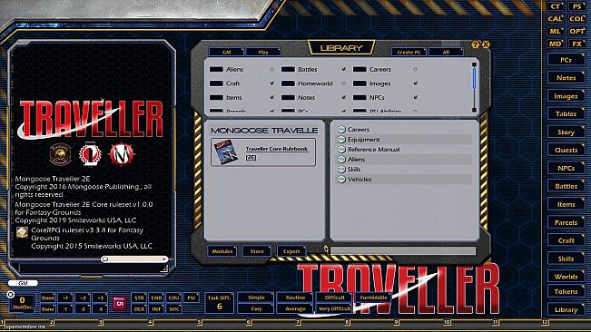 Fantasy Grounds - Mongoose Traveller 2E ruleset (MGT2)