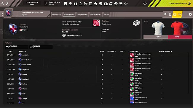 Rugby Union Team Manager 3 DLC “The International Teams and Competitions. Plus extra French Teams and Division”