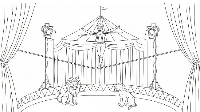 100 Cats Lost in Circus Escape Find & Color