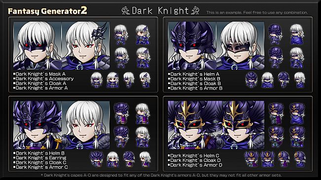 RPG Maker MZ - Fantasy Generator 2 Knight Armor Part Set