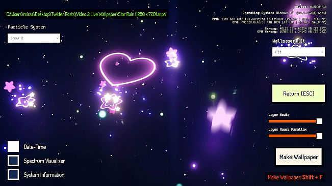Video 2 Live Wallpaper - Star Rain (Video Wallpaper)