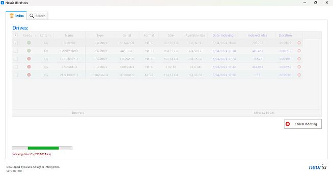 Neuria UltraIndex - File indexing and instant search