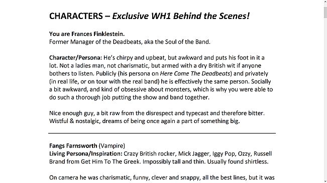 Wailing Heights - Script Book