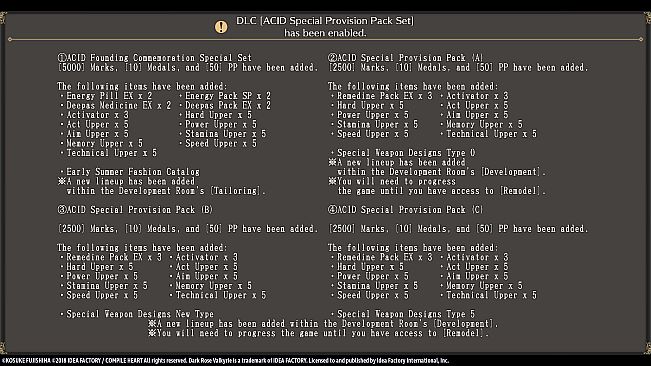 Dark Rose Valkyrie: ACID Special Provision Pack Set