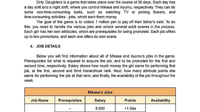 Dirty Daughters: Guide