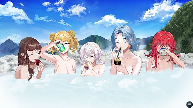 Drinking in the hot spring!