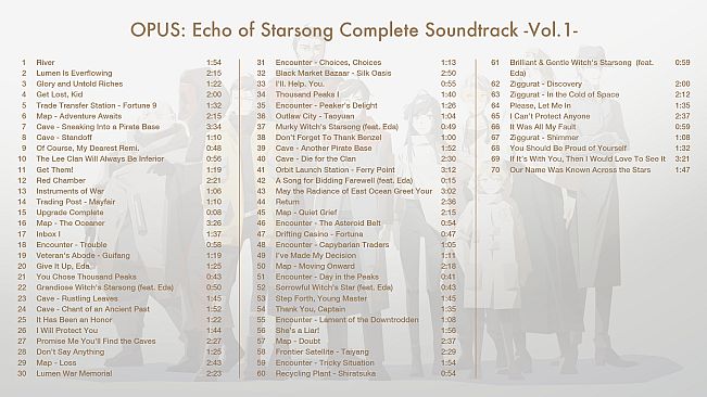 OPUS: Echo of Starsong Complete Soundtrack -Vol.1-