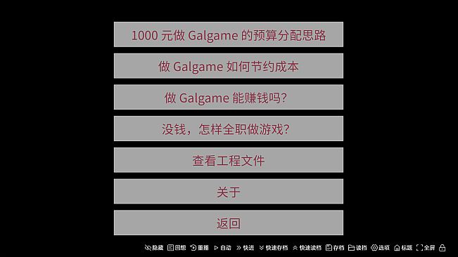 成本 1000 元的 Galgame