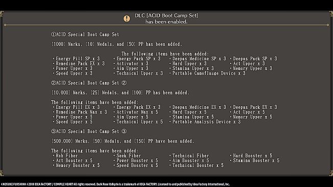 Dark Rose Valkyrie: ACID Boot Camp Set