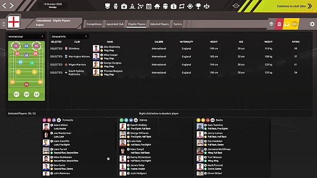 Rugby League Team Manager 3 DLC "Representative & International Teams & Competitions"