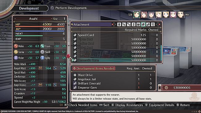 Dark Rose Valkyrie: Extra Equipment Set