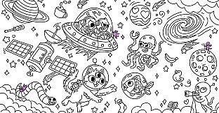 100 Cats Lost In Space Find & Color