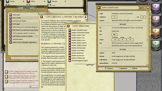 Fantasy Grounds - Mythic Monsters #19: Constructs (PFRPG)