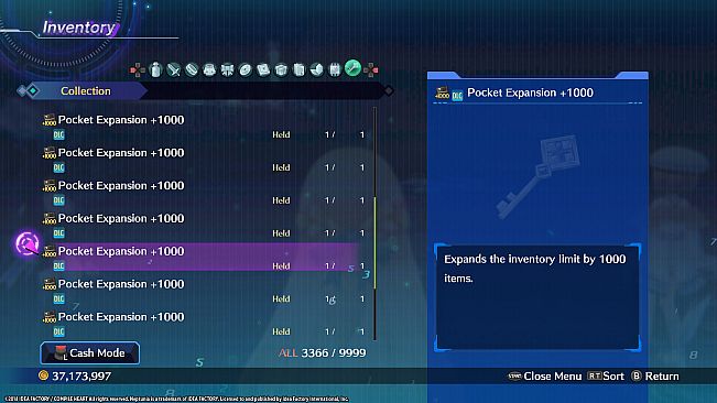 Megadimension Neptunia VIIR - Inventory Expansion 3