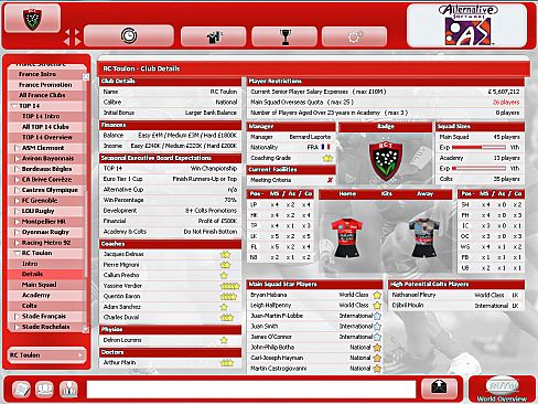 Rugby Union Team Manager 2015