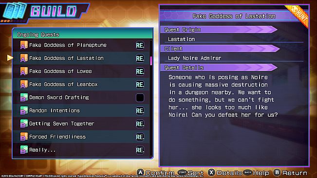 Hyperdimension Neptunia Re;Birth3 Shares Quests