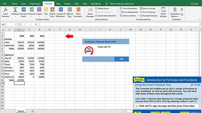 Professor Teaches Excel 2019