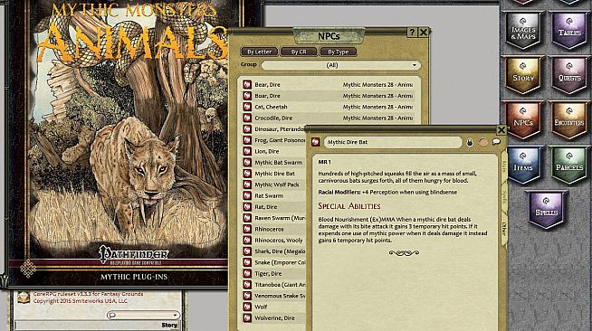 Fantasy Grounds - Mythic Monsters #28: Animals (PFRPG)