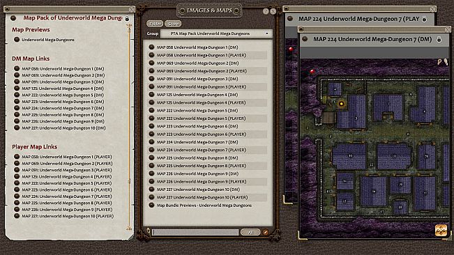 Fantasy Grounds - Paths to Adventure: Underworld Mega-Dungeons (Map Pack)