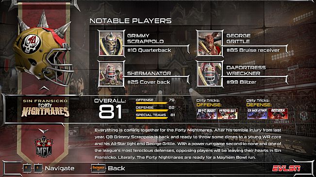 Mutant Football League: Sin Fransicko Forty Nightmares