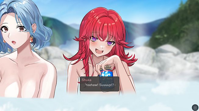 Drinking in the hot spring!