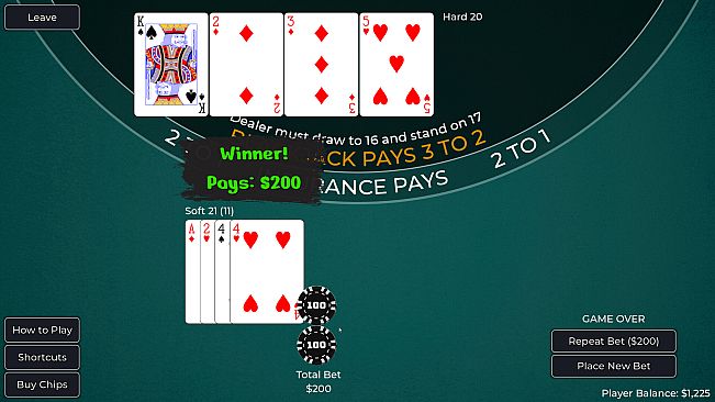 Player vs. Dealer Blackjack