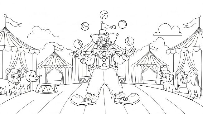 100 Cats Lost in Circus Escape Find & Color