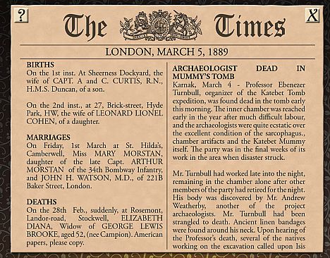 Sherlock Holmes Consulting Detective: The Case of the Mummy's Curse