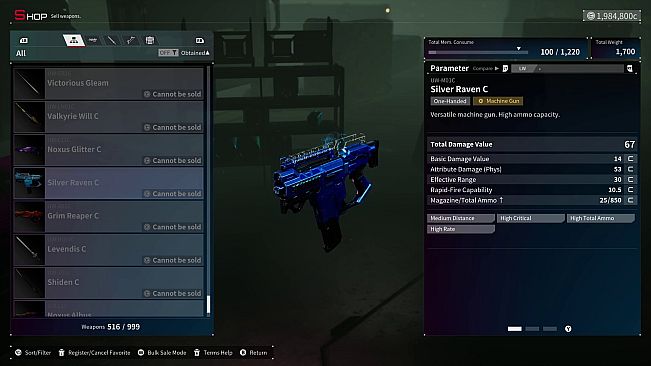 Daemon X Machina: Titanic Scion - Metallic Equipment - Silver Raven (Machine Gun)