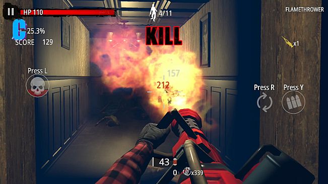 Zombie Hunter: D-Day - SS-ranked Weapon "FLAMETHROWER"