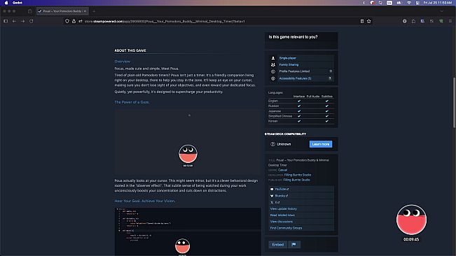 Poua! – Your Pomodoro Buddy & Minimal Desktop Timer