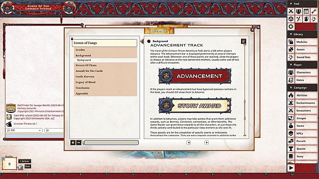 Fantasy Grounds - Pathfinder(R) for Savage Worlds: Curse of the Crimson Throne - Book 6: Crown of Fangs