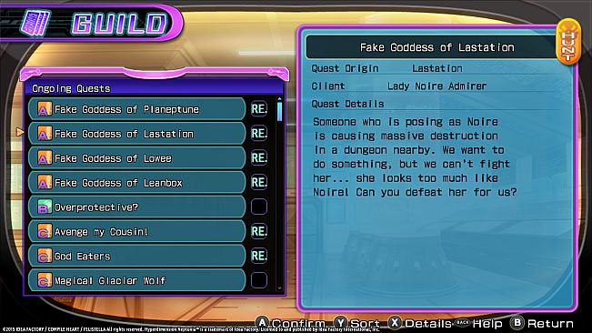 Hyperdimension Neptunia Re;Birth2 Shares Quests