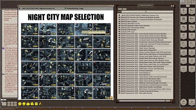 Fantasy Grounds - Meanders Map Pack: Fantasy City Nocturnal (Map Pack)