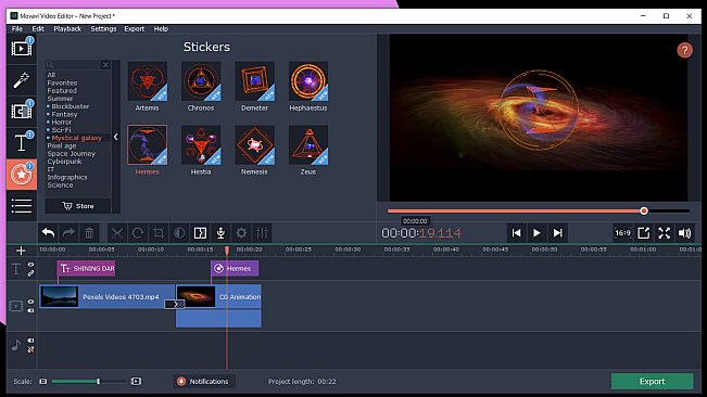 Movavi Video Editor Plus 2020 Effects - Mystical Galaxy Pack