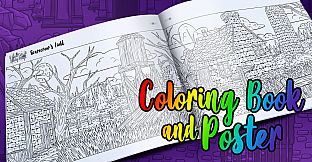 Hidden Cats in Spooky Village - Coloring Book and Poster