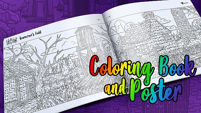 Hidden Cats in Spooky Village - Coloring Book and Poster