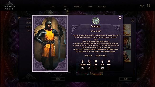 Talisman: Digital 5th Edition - The Swordsman Character