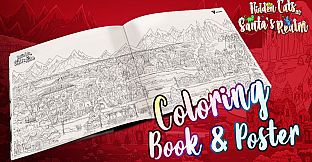 Hidden Cats in Santa's Realm - Printable PDF Coloring Book and Poster