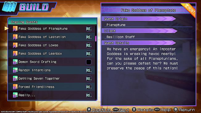 Hyperdimension Neptunia Re;Birth3 Shares Quests