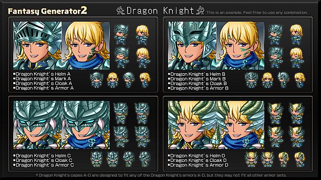 RPG Maker MZ - Fantasy Generator 2 Knight Armor Part Set