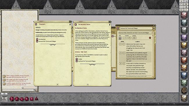 Fantasy Grounds - Rumours, Notes and Books Collection