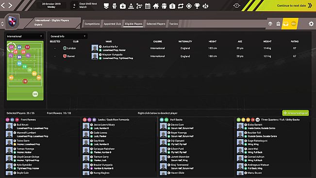 Rugby Union Team Manager 3 DLC “The International Teams and Competitions. Plus extra French Teams and Division”